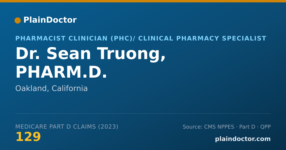 Shareable card for Sean Truong, PHARM.D. - Pharmacist Clinician (PhC)/ Clinical Pharmacy Specialist, Oakland, CA
