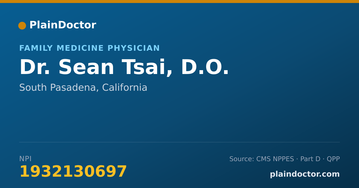 Shareable card for Sean Tsai, D.O. - Neuromusculoskeletal Medicine & OMM Physician, South Pasadena, CA