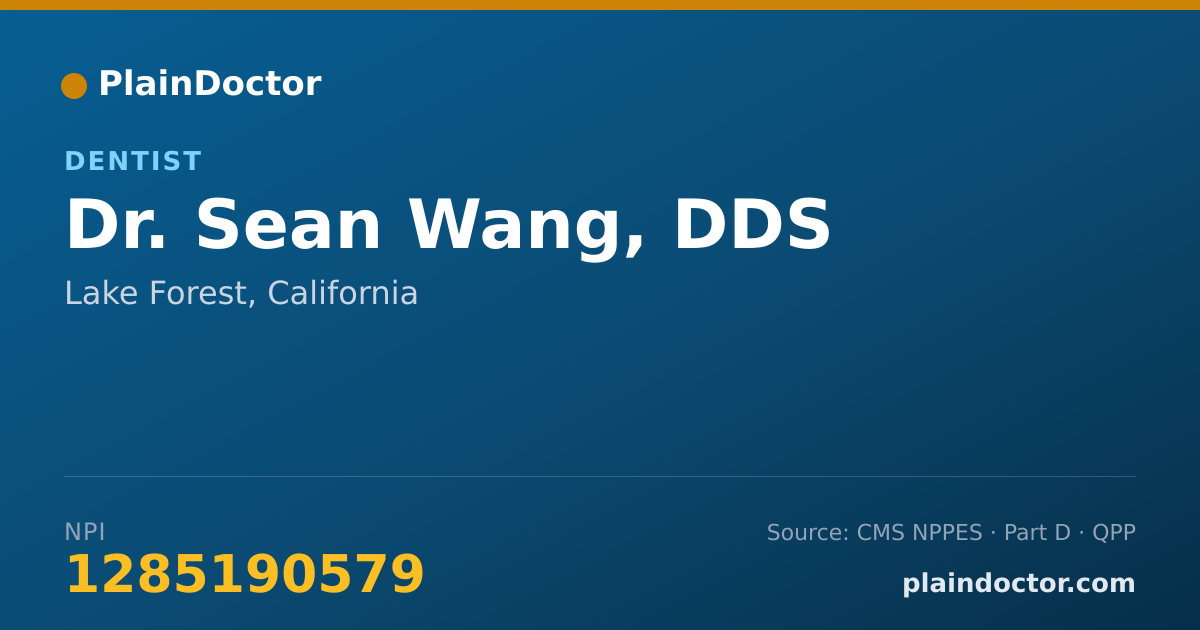 Shareable card for Sean Wang, DDS - Dentist, Lake Forest, CA