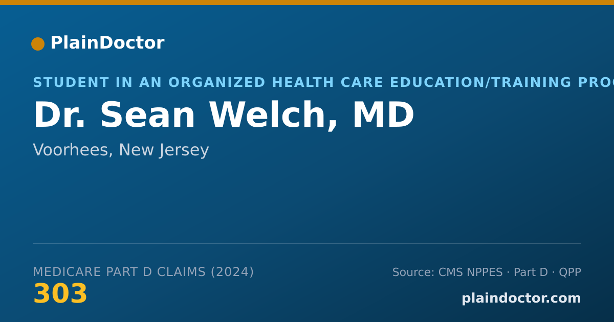Shareable card for Sean Welch, MD - Student in an Organized Health Care Education/Training Program, Voorhees, NJ