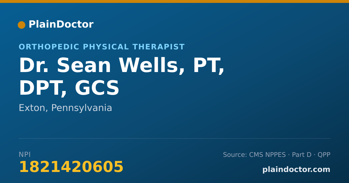 Shareable card for Sean Wells, PT, DPT, GCS - Orthopedic Physical Therapist, Exton, PA