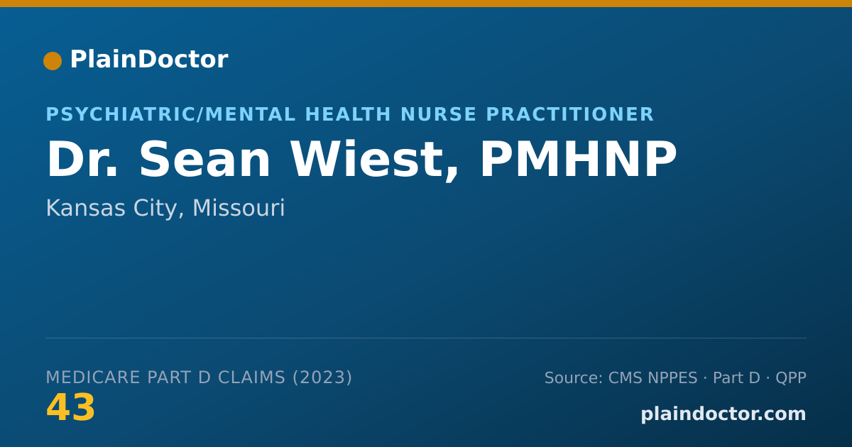 Shareable card for Sean Wiest, PMHNP - Psychiatric/Mental Health Nurse Practitioner, Kansas City, MO