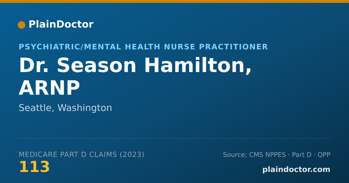 Shareable card for Season Hamilton, ARNP - Psychiatric/Mental Health Nurse Practitioner, Seattle, WA