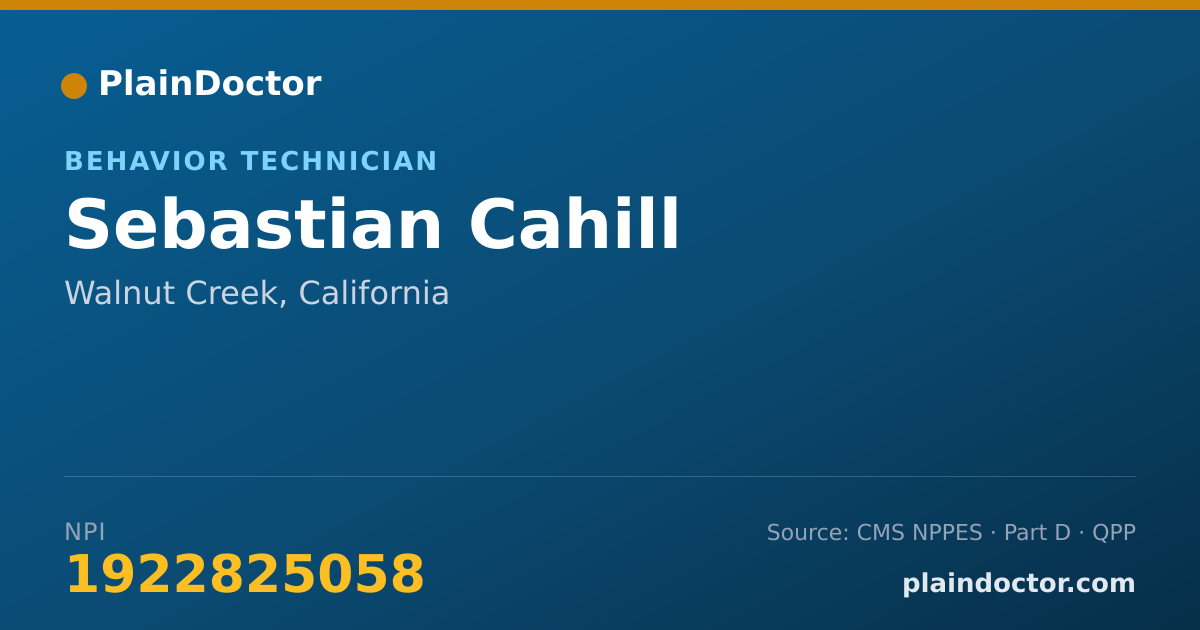 Shareable card for Sebastian Cahill - Behavior Technician, Walnut Creek, CA