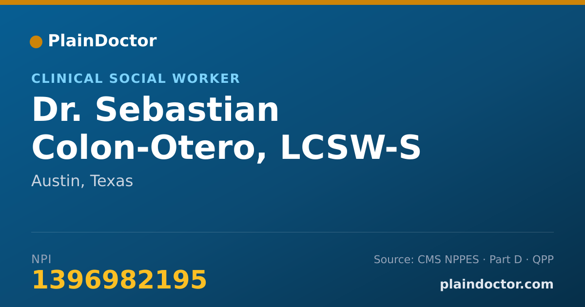 Shareable card for Sebastian Colon-Otero, LCSW-S - Clinical Social Worker, Austin, TX