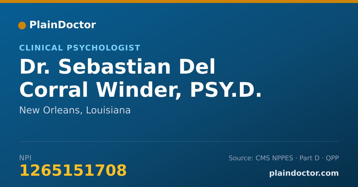 Shareable card for Sebastian Del Corral Winder, PSY.D. - Clinical Psychologist, New Orleans, LA