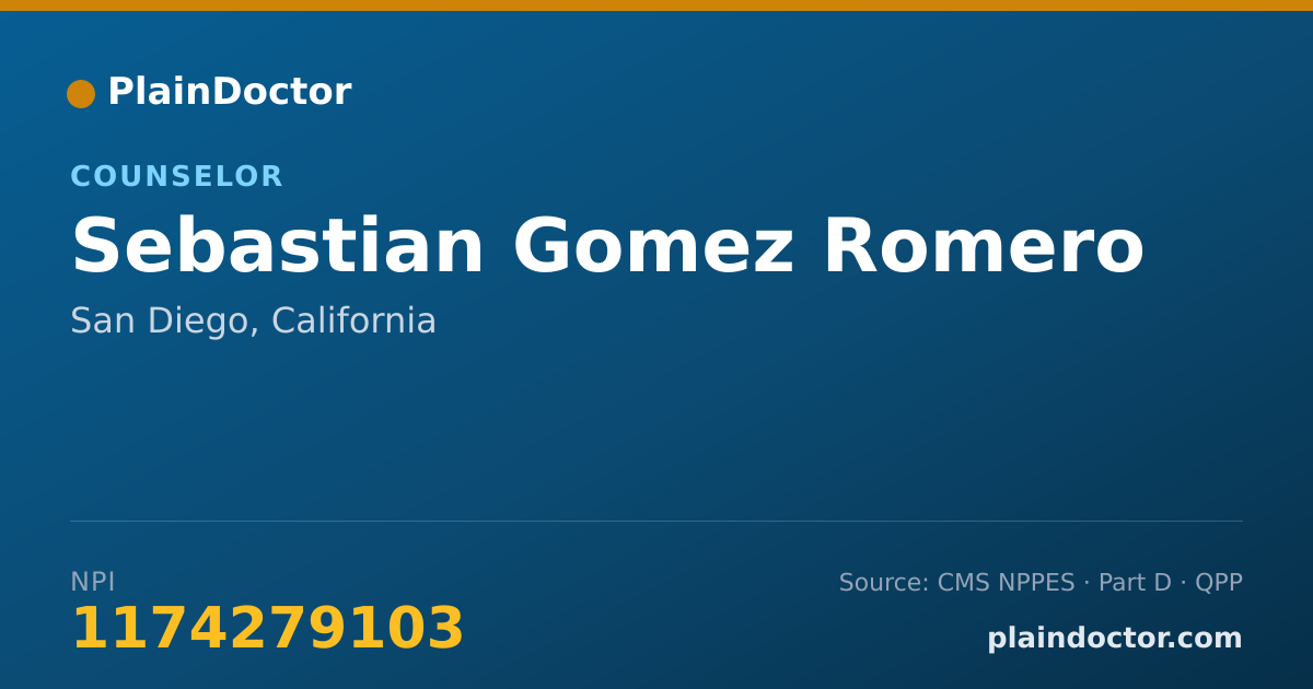 Shareable card for Sebastian Gomez Romero - Counselor, San Diego, CA