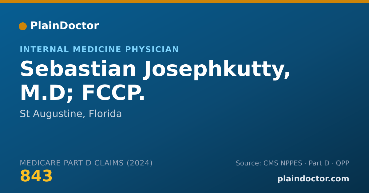 Shareable card for Sebastian Josephkutty, M.D; FCCP. - Internal Medicine Physician, St Augustine, FL