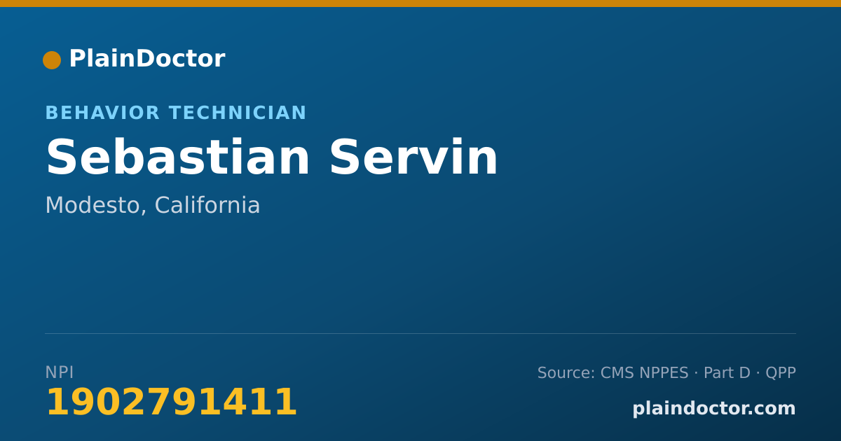 Shareable card for Sebastian Servin - Behavior Technician, Modesto, CA