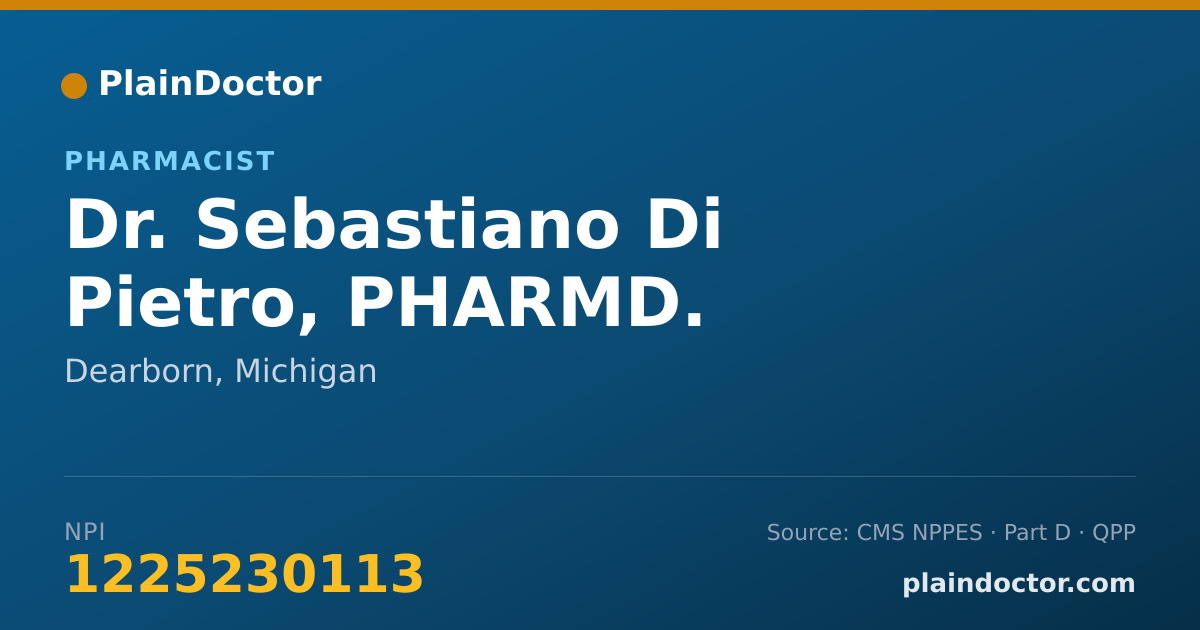 Shareable card for Sebastiano Di Pietro, PHARMD. - Pharmacist, Dearborn, MI