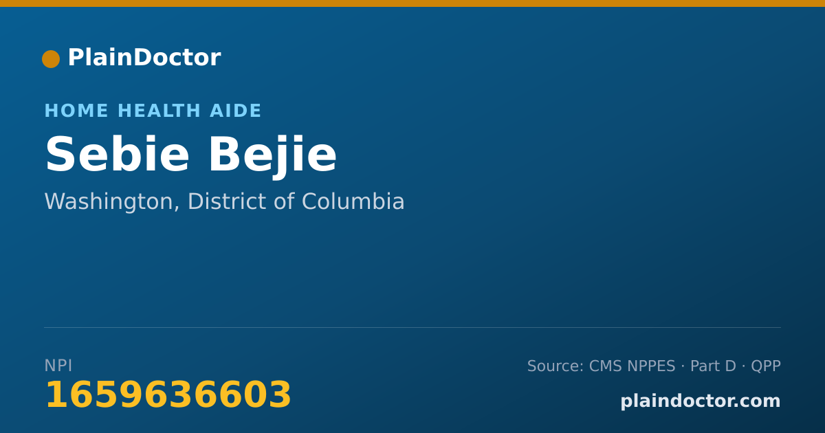 Shareable card for Sebie Bejie - Home Health Aide, Washington, DC
