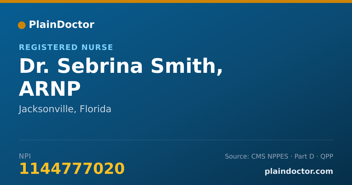 Shareable card for Sebrina Smith, ARNP - Registered Nurse, Jacksonville, FL