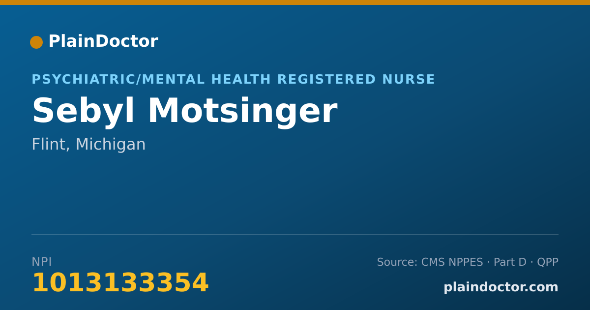 Shareable card for Sebyl Motsinger - Psychiatric/Mental Health Registered Nurse, Flint, MI