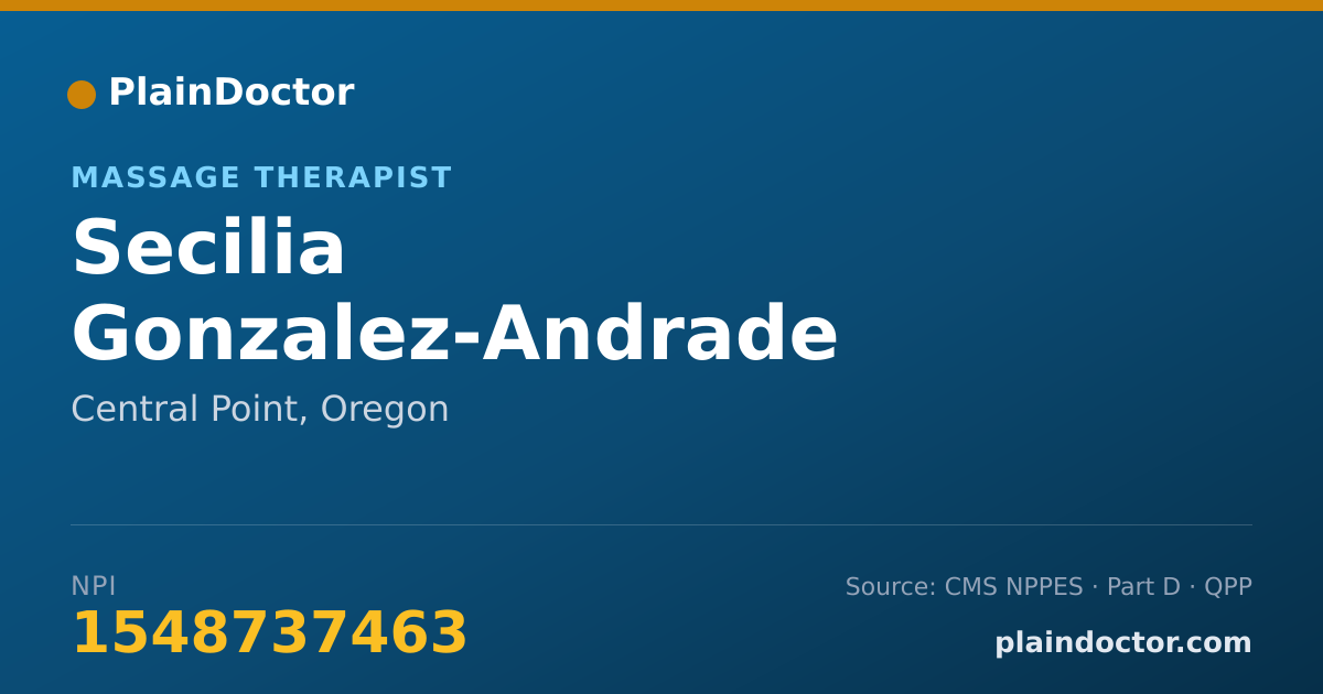 Shareable card for Secilia Gonzalez-Andrade - Massage Therapist, Central Point, OR