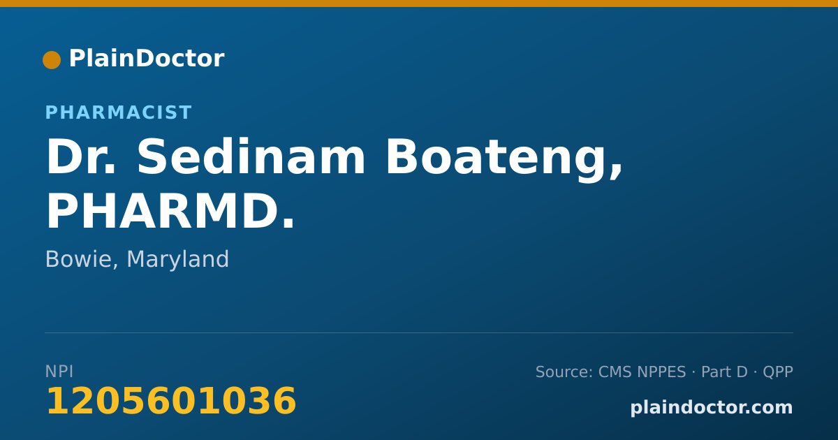 Shareable card for Sedinam Boateng, PHARMD. - Pharmacist, Bowie, MD