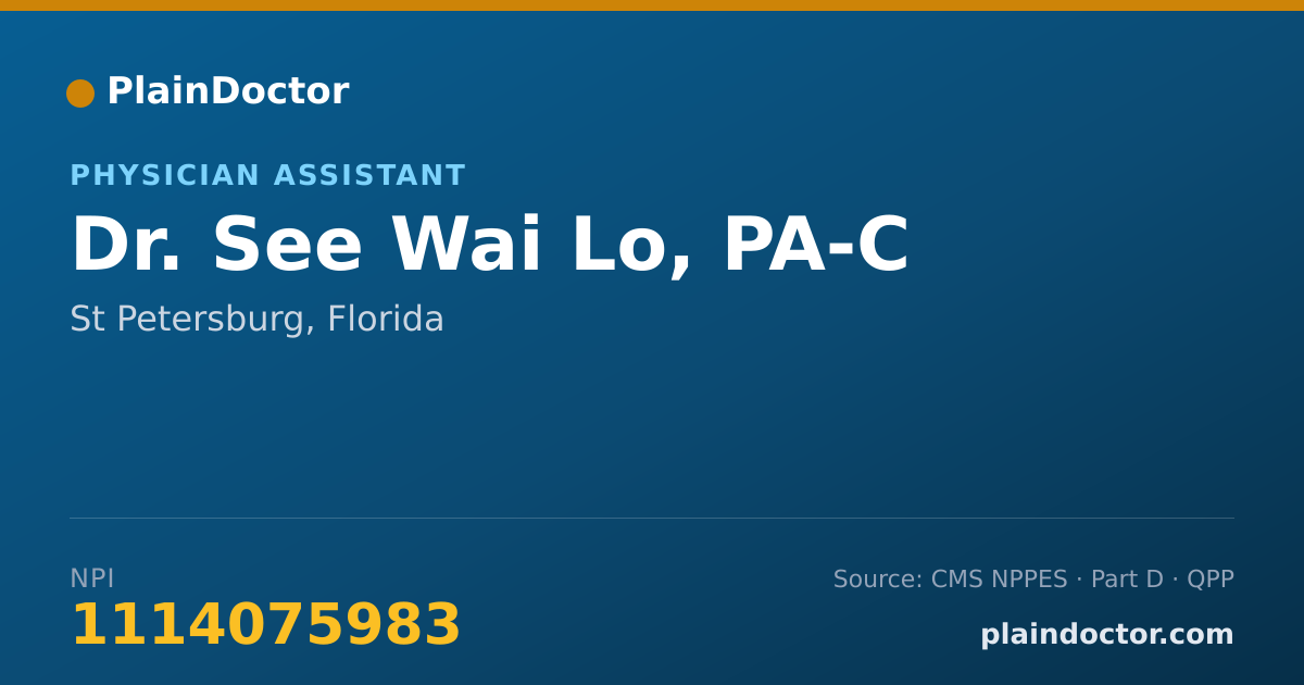Shareable card for See Wai Lo, PA-C - Physician Assistant, St Petersburg, FL