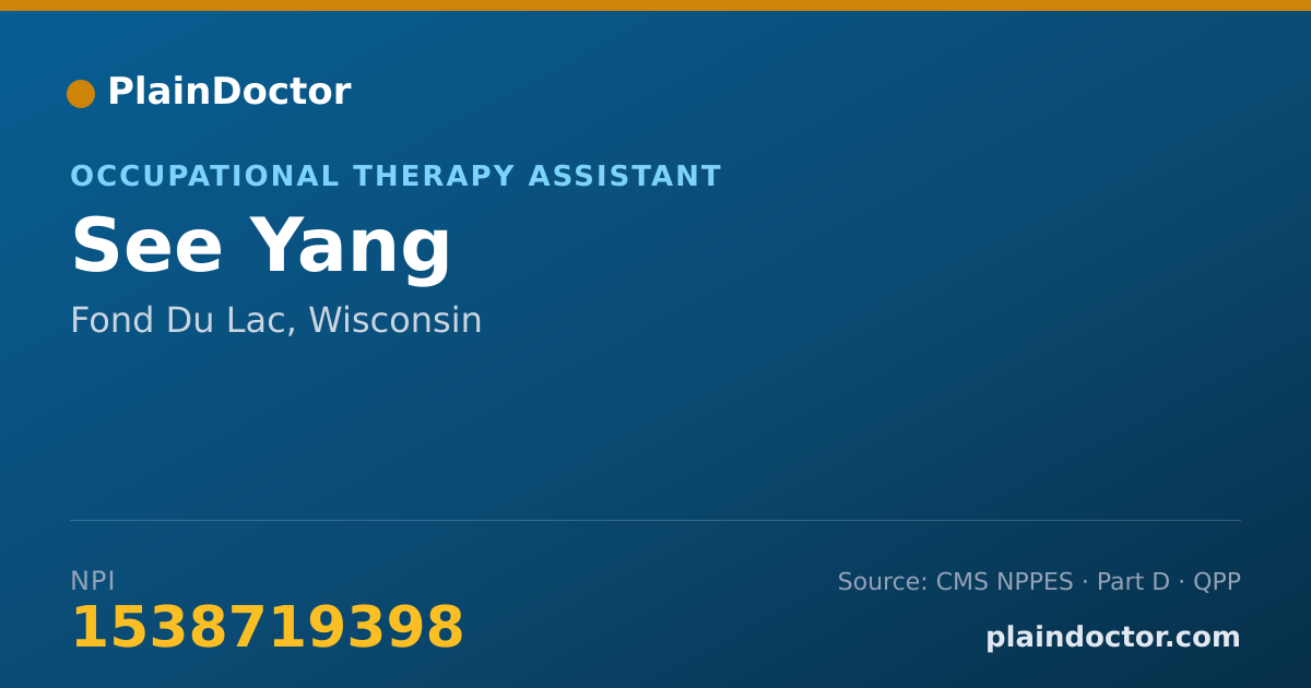 Shareable card for See Yang - Occupational Therapy Assistant, Fond Du Lac, WI