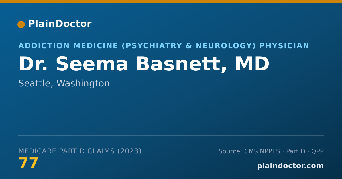 Shareable card for Seema Basnett, MD - Addiction Medicine (Psychiatry & Neurology) Physician, Seattle, WA