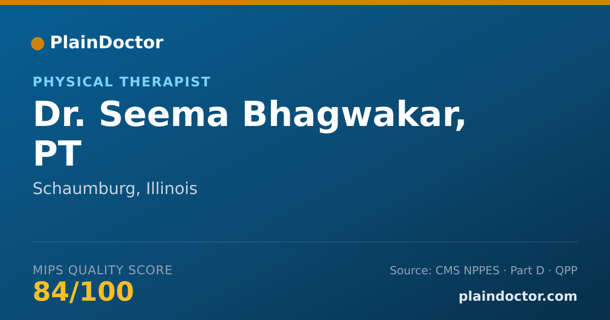Shareable card for Seema Bhagwakar, PT - Physical Therapist, Schaumburg, IL