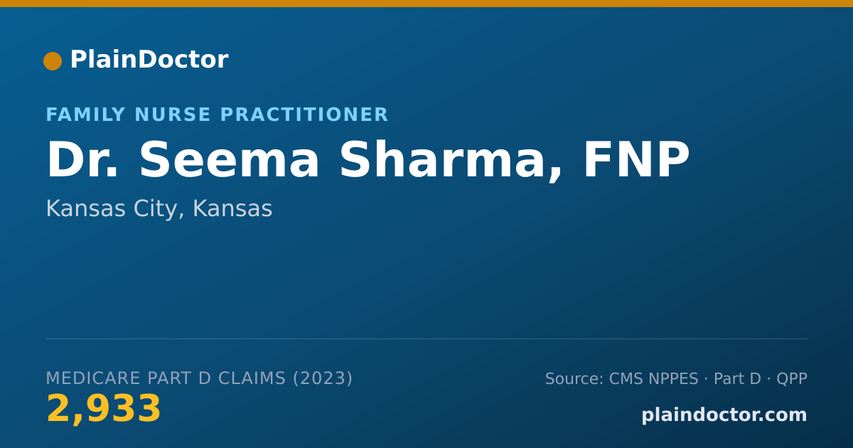 Shareable card for Seema Sharma, FNP - Family Nurse Practitioner, Kansas City, KS
