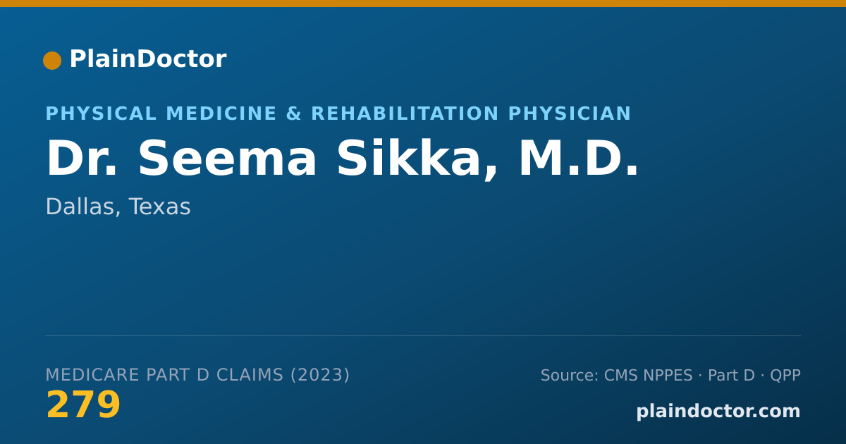 Shareable card for Seema Sikka, M.D. - Physical Medicine & Rehabilitation Physician, Dallas, TX