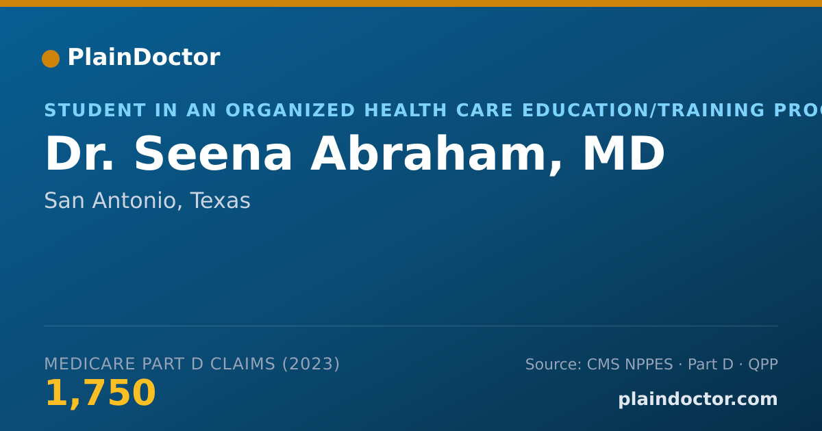 Shareable card for Seena Abraham, MD - Student in an Organized Health Care Education/Training Program, San Antonio, TX