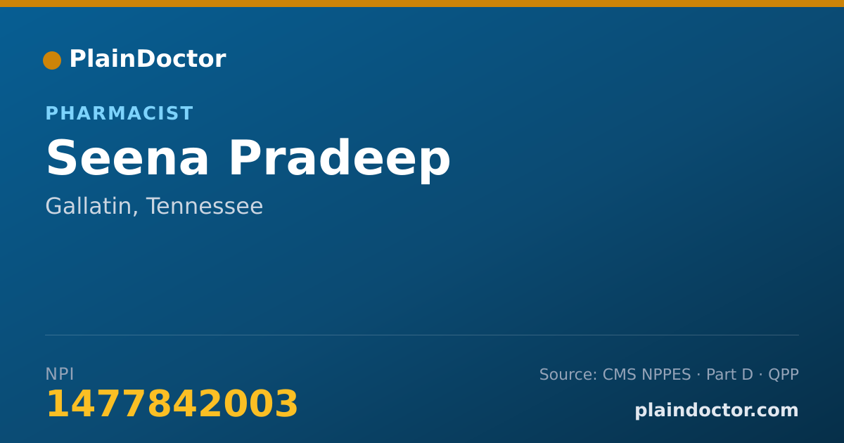 Shareable card for Seena Pradeep - Pharmacist, Gallatin, TN