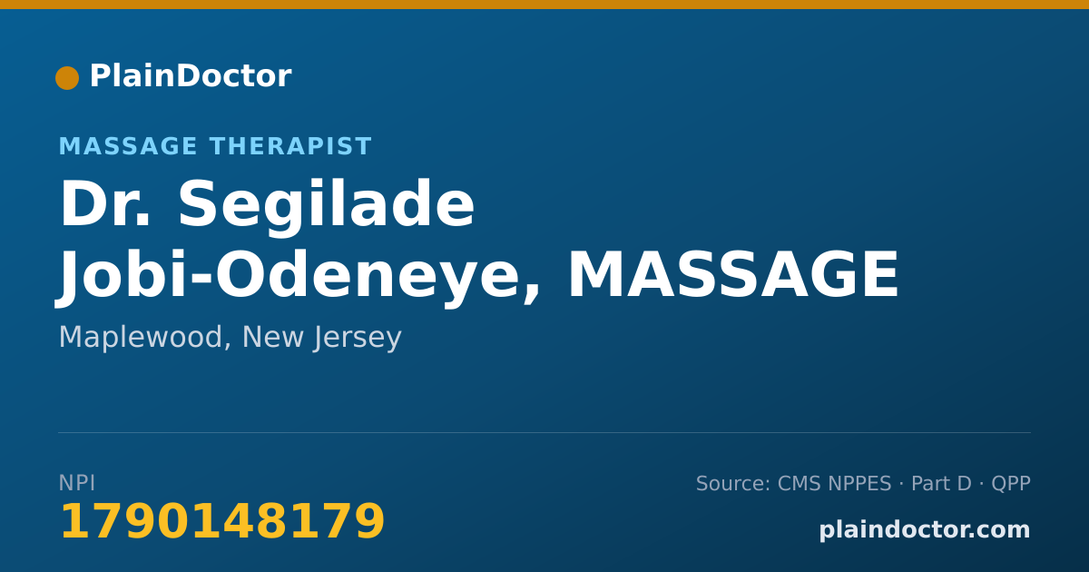 Shareable card for Segilade Jobi-Odeneye, MASSAGE THERAPIST - Massage Therapist, Maplewood, NJ