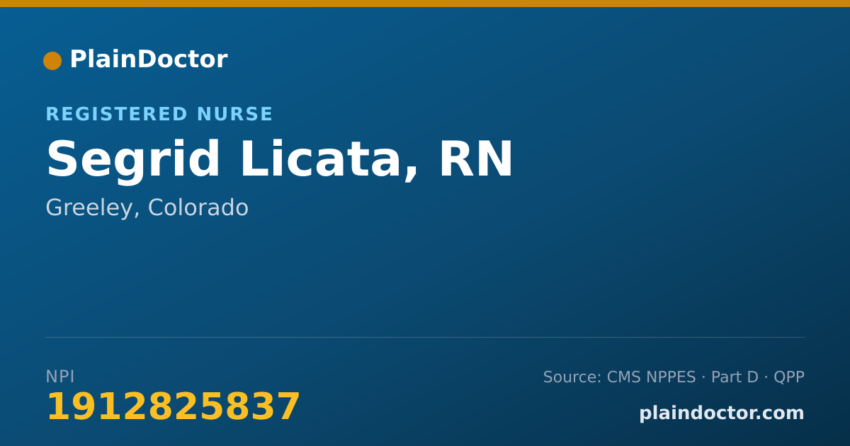 Shareable card for Segrid Licata, RN - Registered Nurse, Greeley, CO