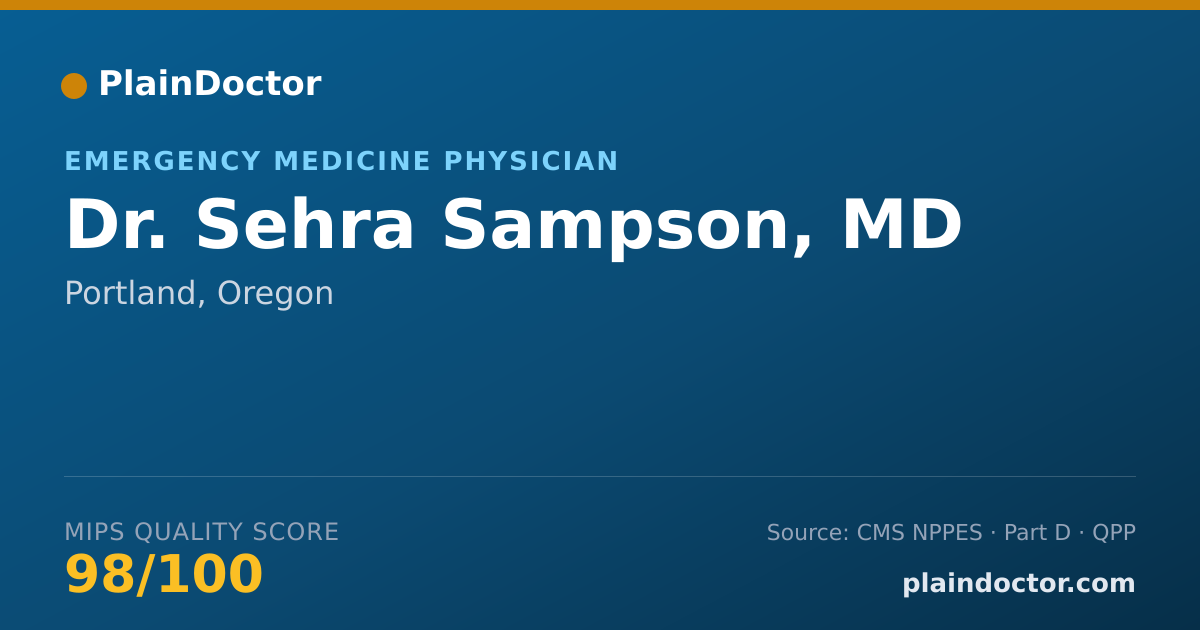 Shareable card for Sehra Sampson, MD - Emergency Medicine Physician, Portland, OR
