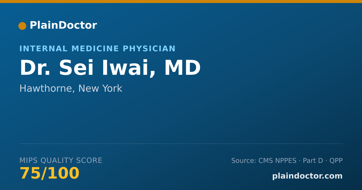Shareable card for Sei Iwai, MD - Internal Medicine Physician, Hawthorne, NY