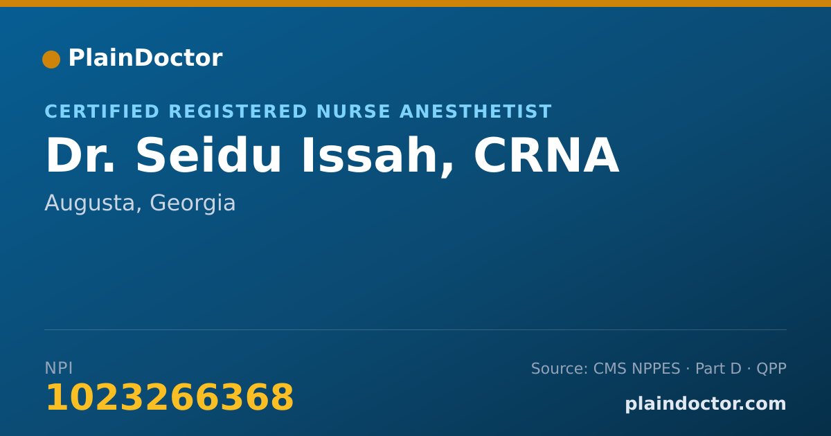 Shareable card for Seidu Issah, CRNA - Certified Registered Nurse Anesthetist, Augusta, GA