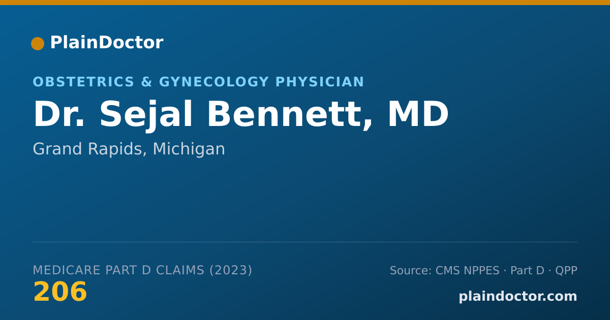 Shareable card for Sejal Bennett, MD - Obstetrics & Gynecology Physician, Grand Rapids, MI