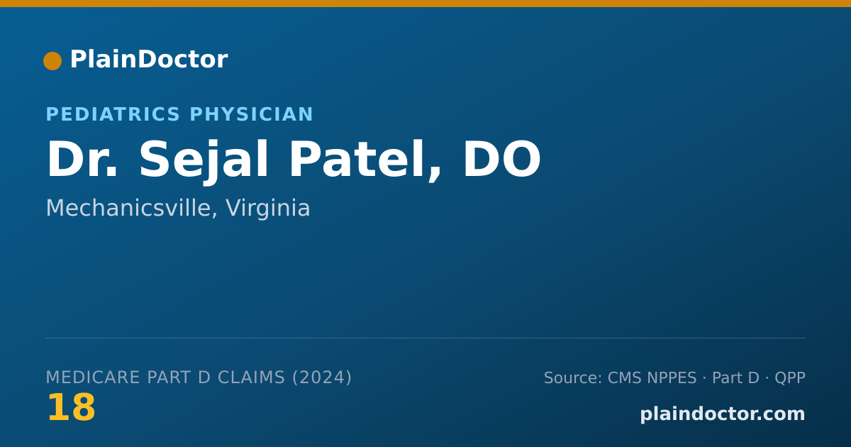 Shareable card for Sejal Patel, DO - Student in an Organized Health Care Education/Training Program, Mechanicsville, VA