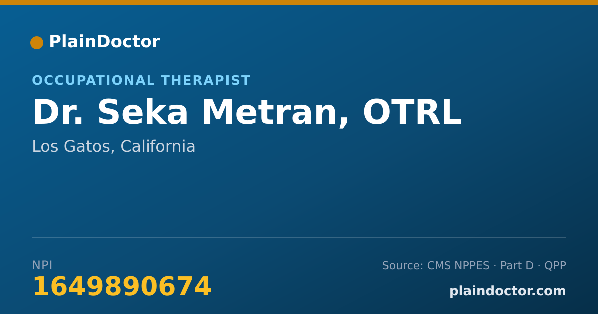 Shareable card for Seka Metran, OTRL - Occupational Therapist, Los Gatos, CA