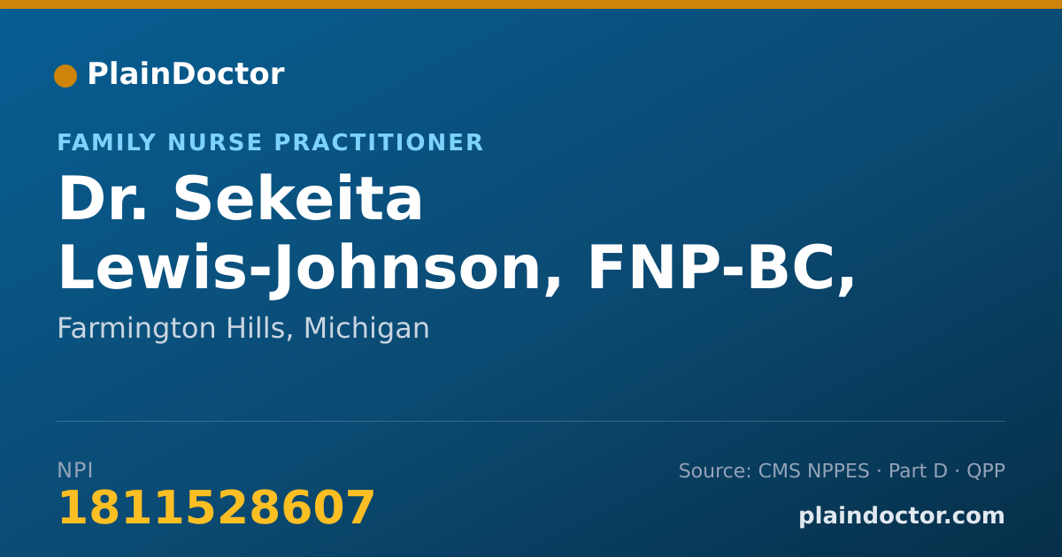 Shareable card for Sekeita Lewis-Johnson, FNP-BC, IBCLC - Family Nurse Practitioner, Farmington Hills, MI