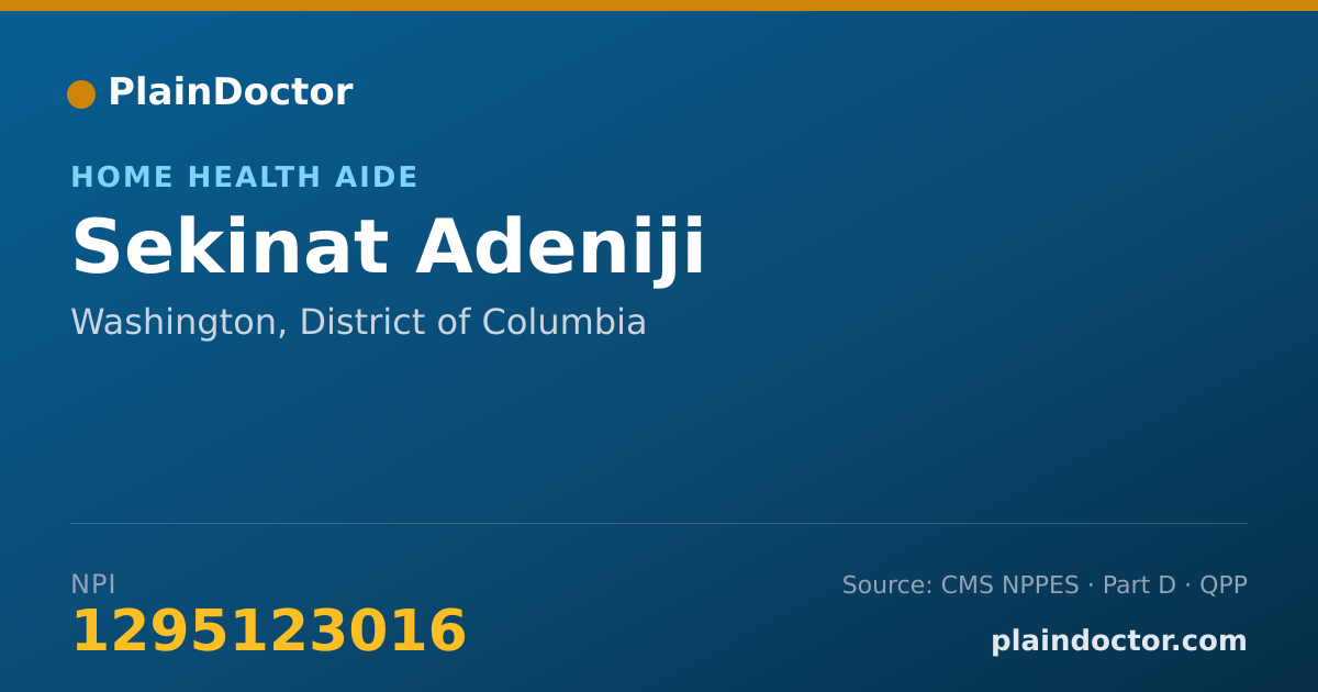 Shareable card for Sekinat Adeniji - Home Health Aide, Washington, DC