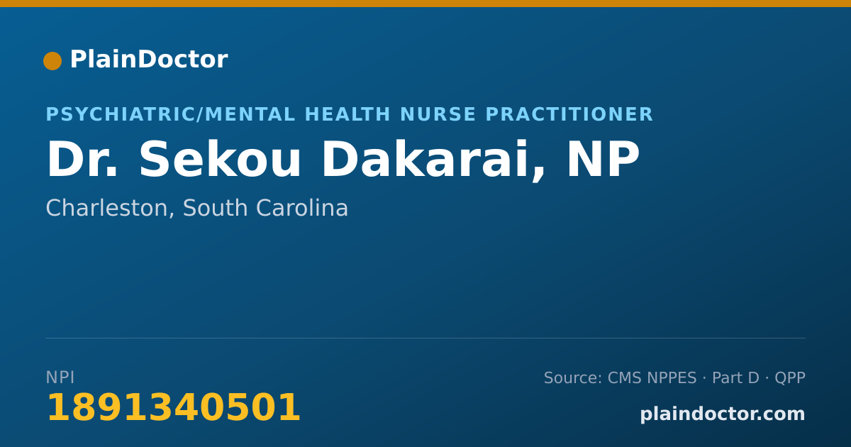Shareable card for Sekou Dakarai, NP - Psychiatric/Mental Health Nurse Practitioner, Charleston, SC