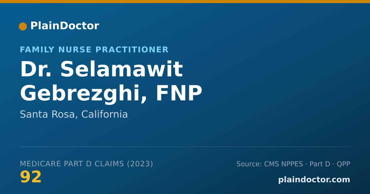 Shareable card for Selamawit Gebrezghi, FNP - Family Nurse Practitioner, Santa Rosa, CA