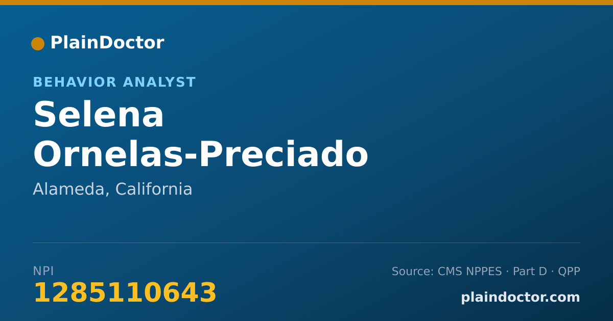 Shareable card for Selena Ornelas-Preciado - Behavior Analyst, Alameda, CA