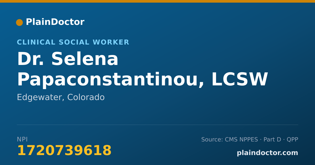 Shareable card for Selena Papaconstantinou, LCSW - Clinical Social Worker, Edgewater, CO
