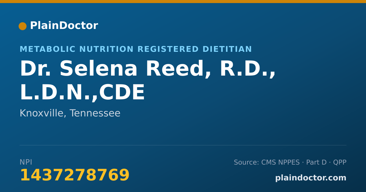 Shareable card for Selena Reed, R.D., L.D.N.,CDE - Metabolic Nutrition Registered Dietitian, Knoxville, TN