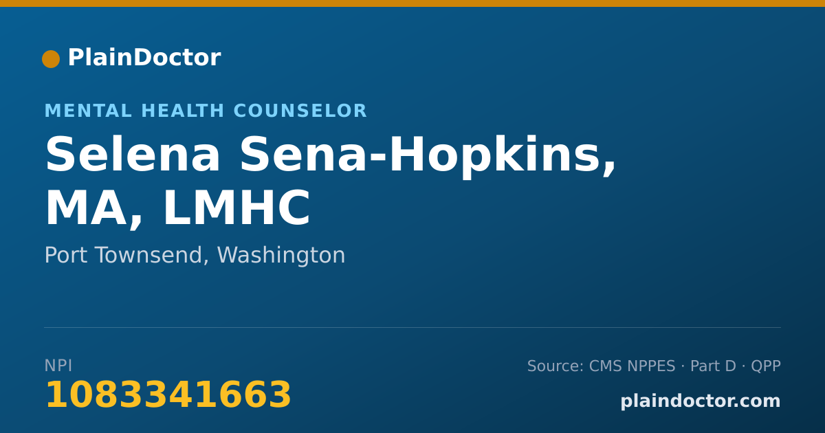 Shareable card for Selena Sena-Hopkins, MA, LMHC - Mental Health Counselor, Port Townsend, WA