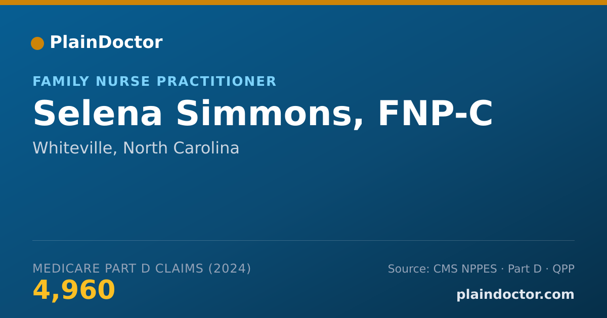 Shareable card for Selena Simmons, FNP-C - Family Nurse Practitioner, Whiteville, NC