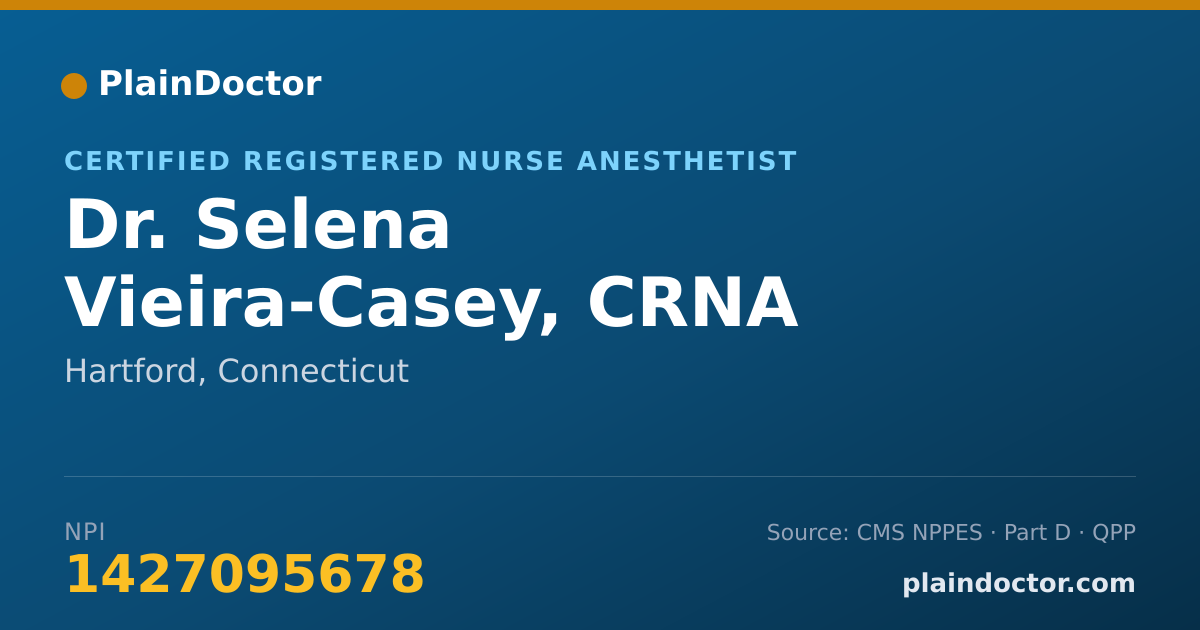 Shareable card for Selena Vieira-Casey, CRNA - Certified Registered Nurse Anesthetist, Hartford, CT
