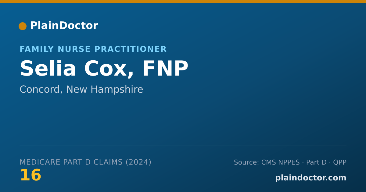 Shareable card for Selia Cox, FNP - Family Nurse Practitioner, Concord, NH