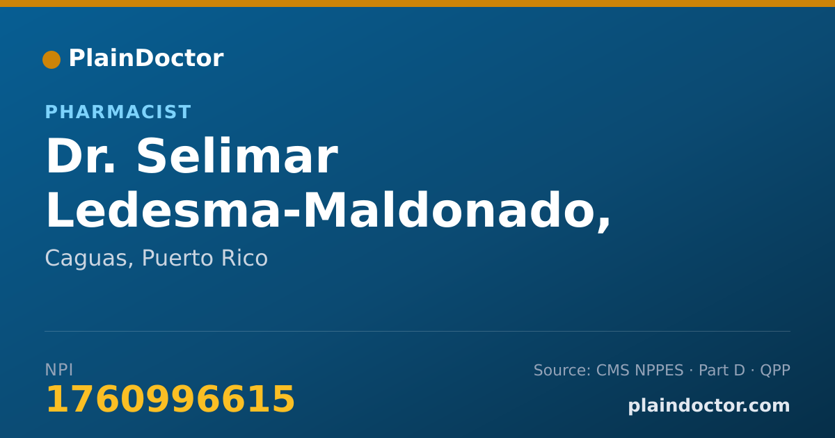 Shareable card for Selimar Ledesma-Maldonado, PHARMD - Pharmacist, Caguas, PR