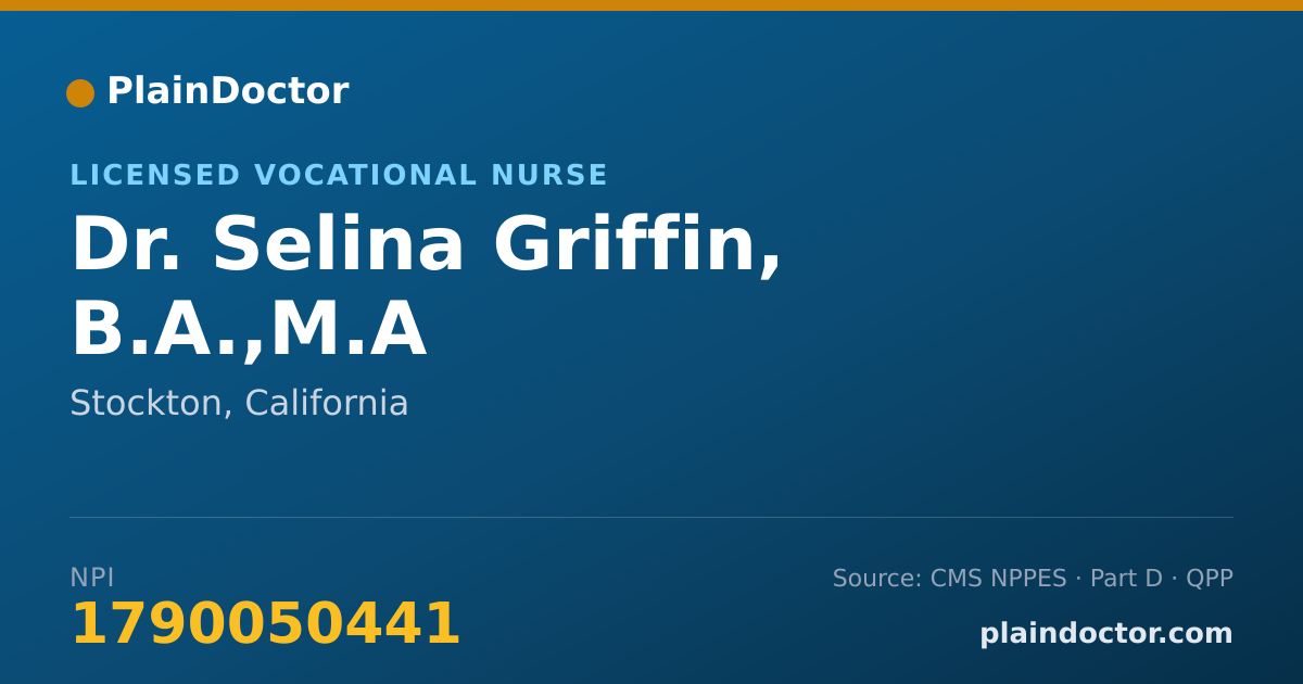 Shareable card for Selina Griffin, B.A.,M.A - Licensed Vocational Nurse, Stockton, CA