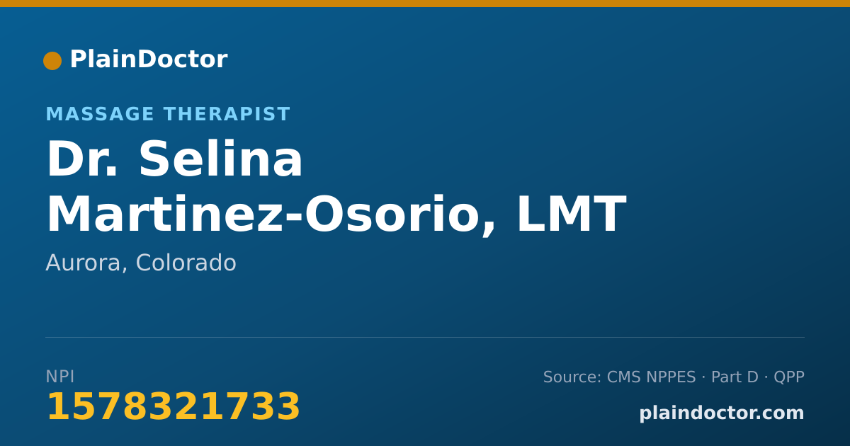 Shareable card for Selina Martinez-Osorio, LMT - Massage Therapist, Aurora, CO