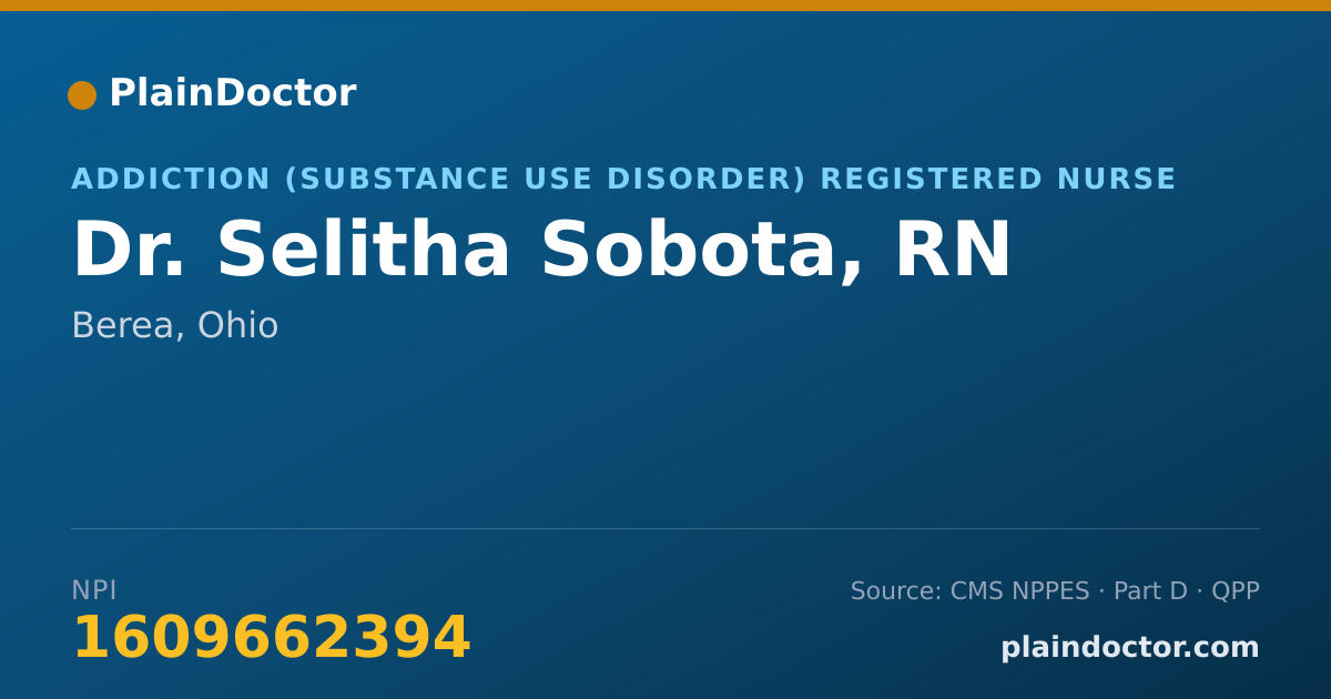 Shareable card for Selitha Sobota, RN - Addiction (Substance Use Disorder) Registered Nurse, Berea, OH